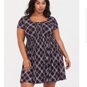 Purple plaid skater dress